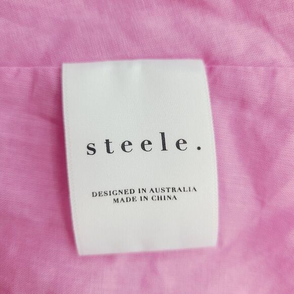 STEELE Australia Dress M Pink Fit & Flare Strapless Smocked A-Line Mini - Picture 6 of 9